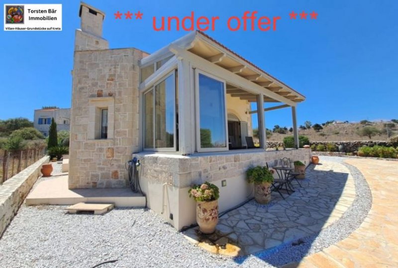 Drapanos Kreta, Drapanos Freistehender Steinbungalow mit 3 Schlafzimmern und 2 Bädern, großem Garten und Meerblick.*** under offer ***
